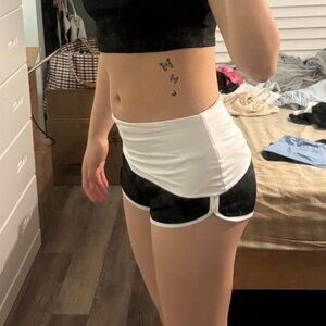 Women's White and Black Shorts